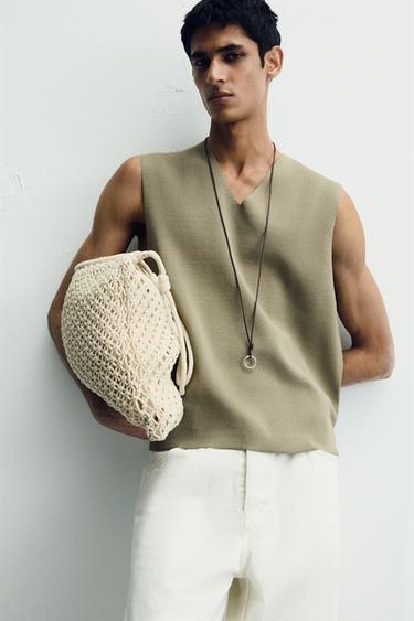 CHALECO RELAXED FIT PUNTO - Khaki de Zara - Imagen 0