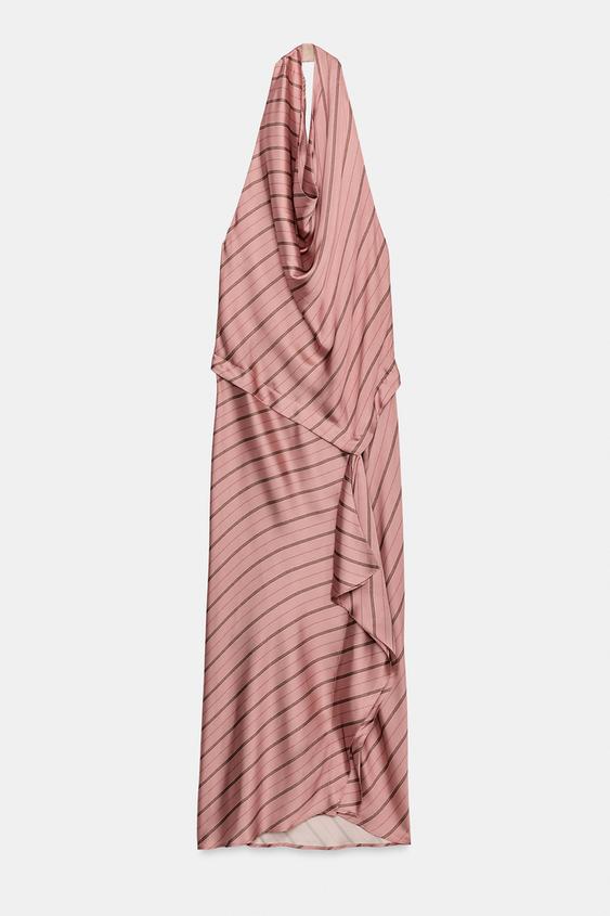 VESTIDO HALTER SATINADO - Rosas de Zara - Imagen 0