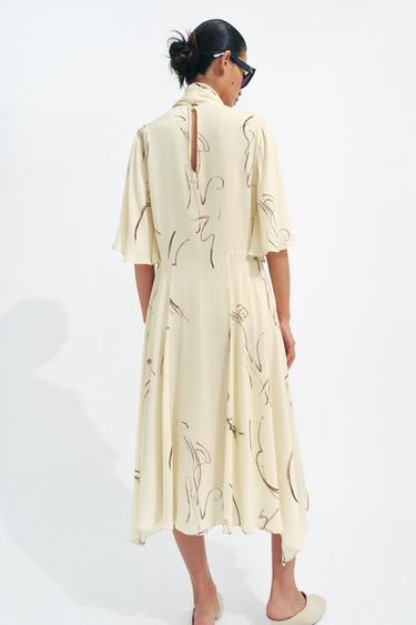 ROBE IMPRIMÉE À NŒUDS ZW COLLECTION - Jaune de Zara - Image 3