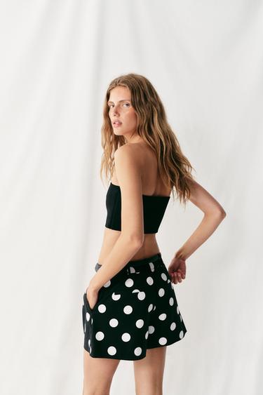 POLKA DOT BERMUDA SHORTS WITH BELT - Black / White by Zara