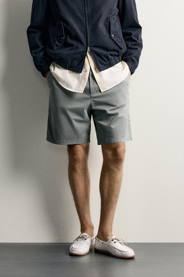 CHINO-BERMUDA REGULAR FIT - vasket grøn fra Zara
