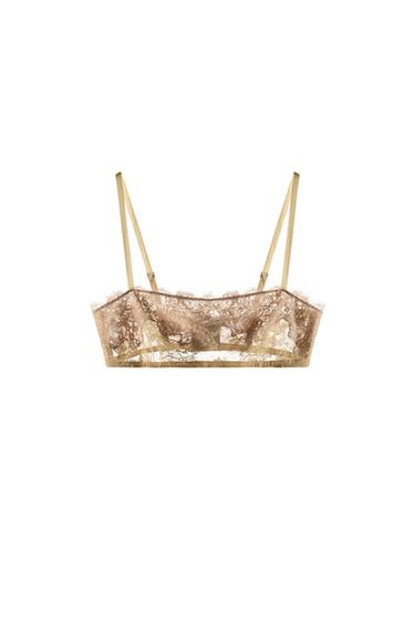 LACE BANDEAU BRA - Ecru by Zara