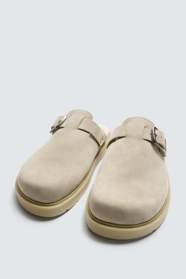 LEATHER BUCKLE CLOGS - Beige by Zara - Image 5