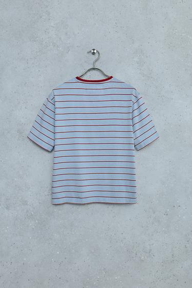 STORIESZ - WASHED EFFECT CONTRAST NECK T-SHIRT — Sky blue 2
