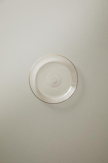 BOROSILICATE GLASS SIDE PLATE WITH RIM - Gold by Zara