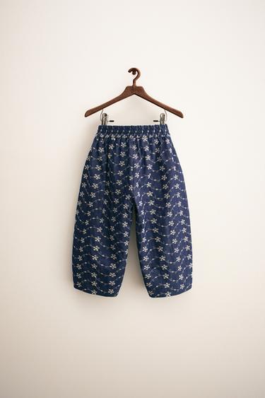 ZARA TIMELESS - EMBROIDERED FLORAL BAGGY TROUSERS - Blue by Zara - Image 1