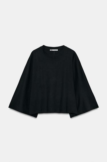 Zara 100% COTTON T-SHIRT - Black