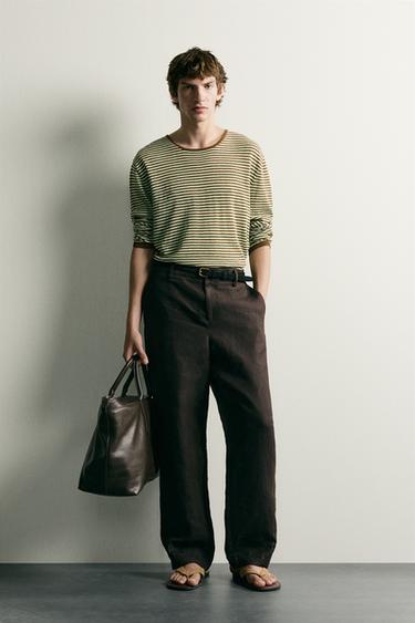STRIPED JACQUARD LIGHTWEIGHT JUMPER - Brown / Green by Zara
