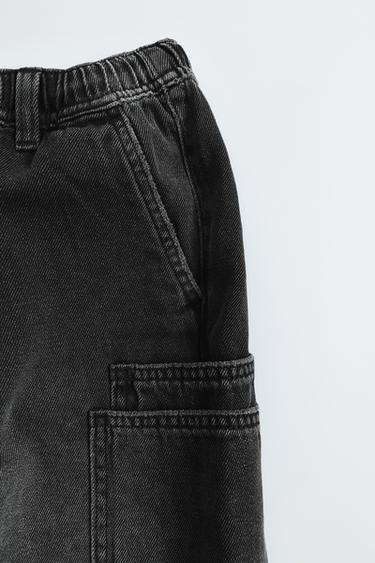 برمودا DENIM منسدل - أسود الخاص بـ Zara