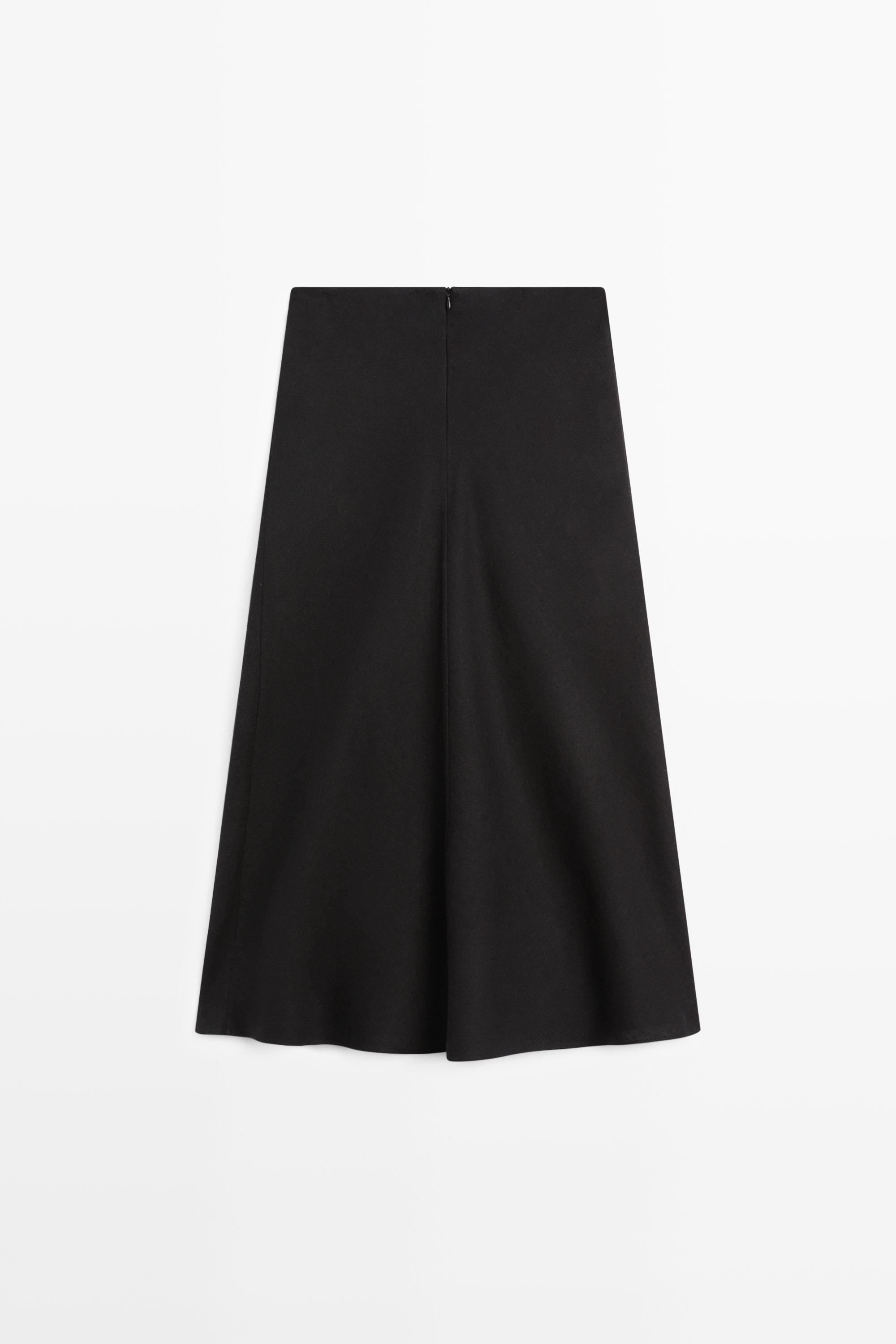 Straight linen midi skirt
