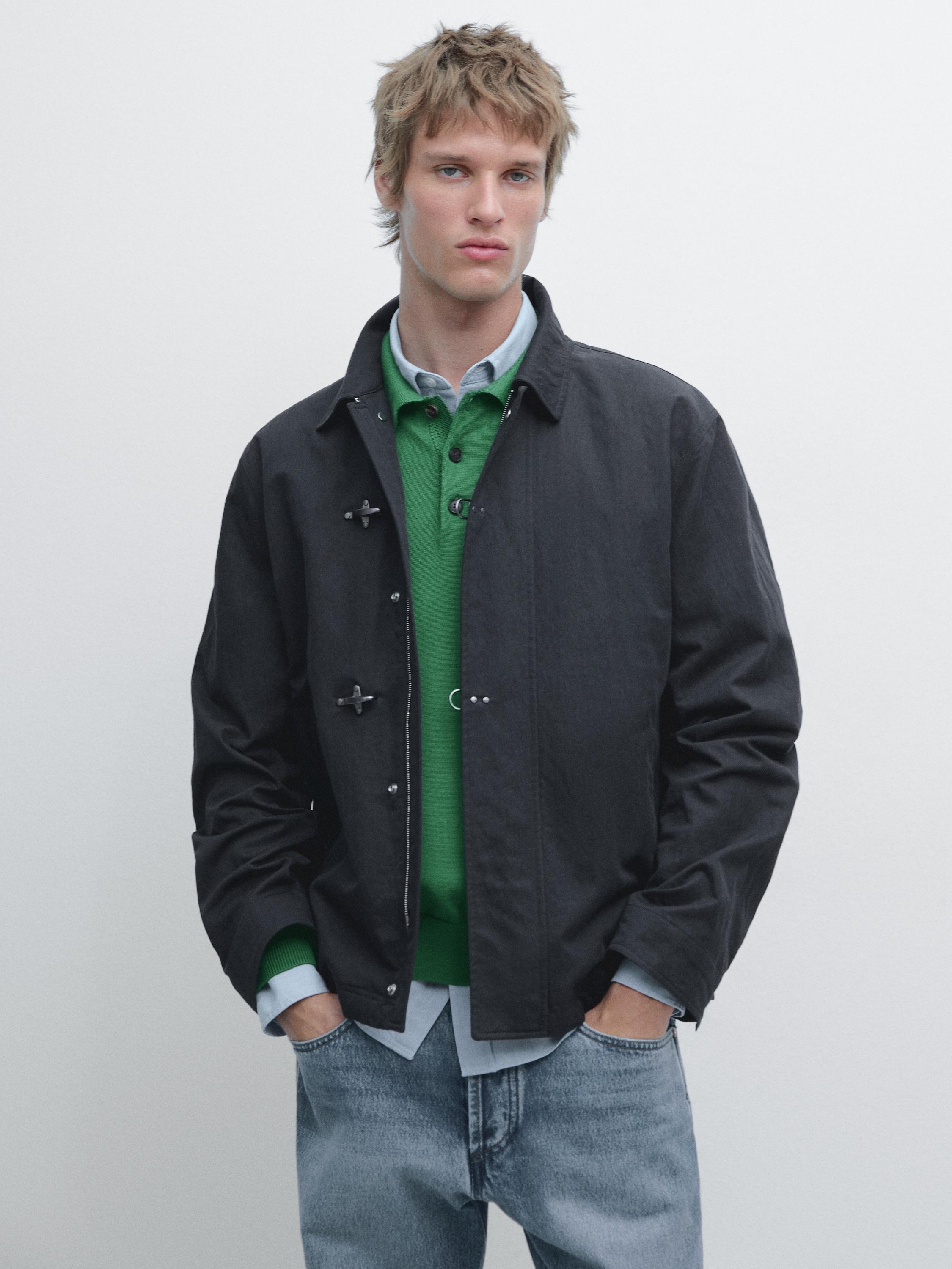 Cotton blend toggle jacket