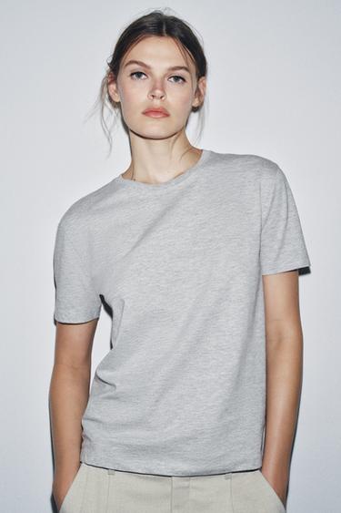 CAMISETA BÁSICA ALGODÓN - Gris vigoré de Zara