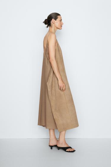 Suede leather combined dress - STUDIO — Stone 2