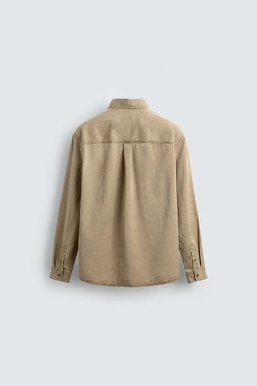 CHEMISE STRUCTURÉE TWILL DÉLAVÉE - Marron clair de Zara - Image 6