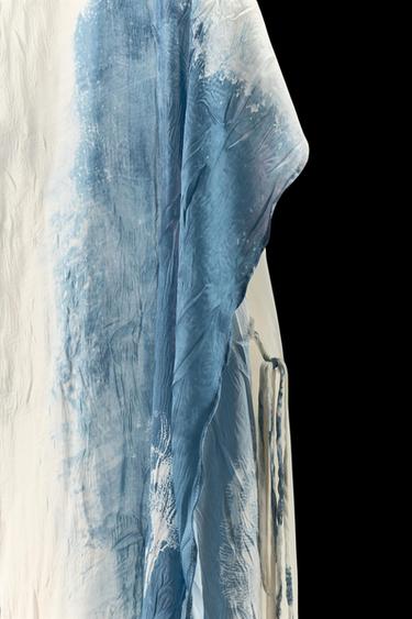 Zara LIMITED EDITION PRINTED ASYMMETRIC TOP - Ecru