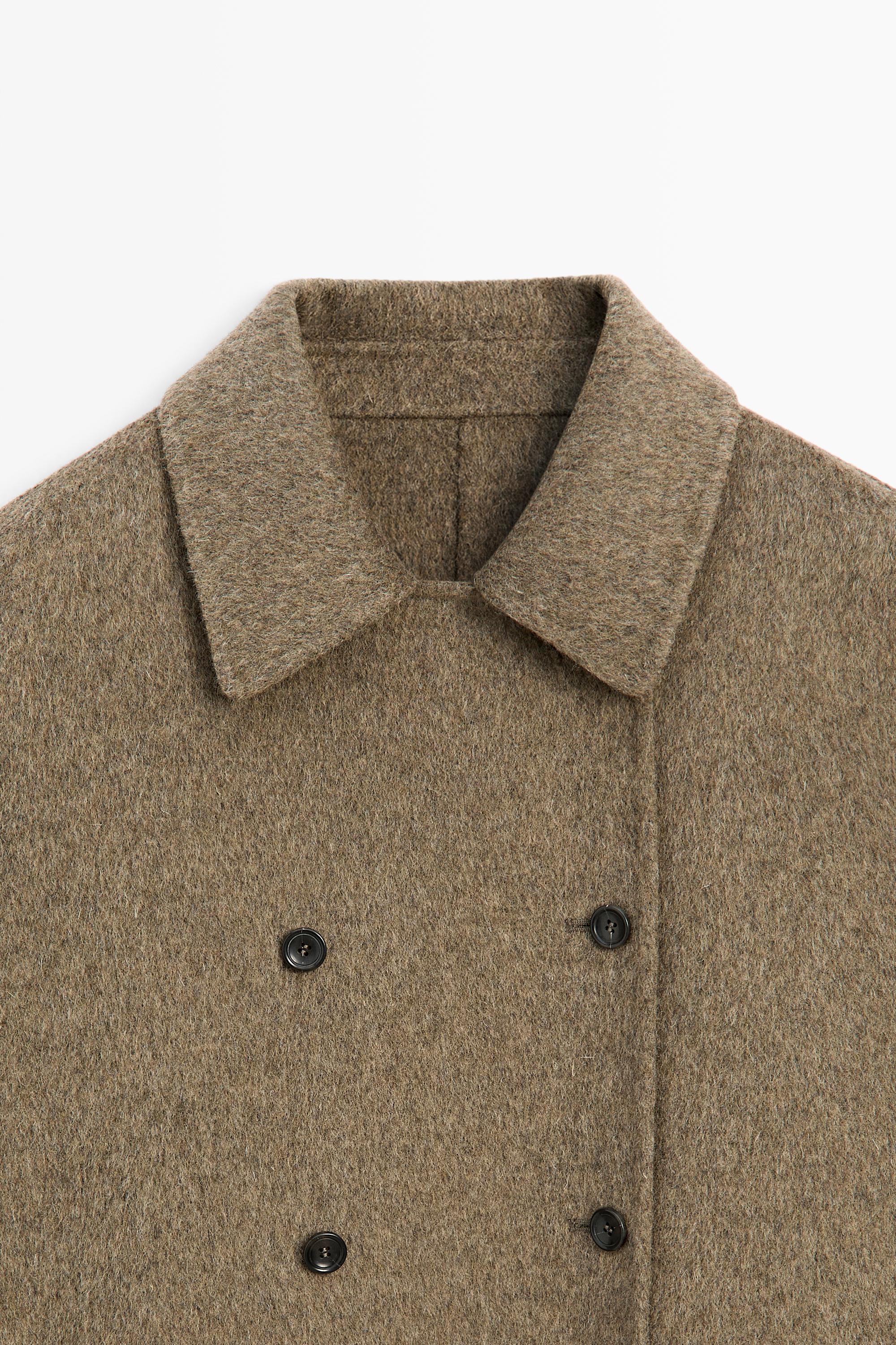Short wool-blend trench coat