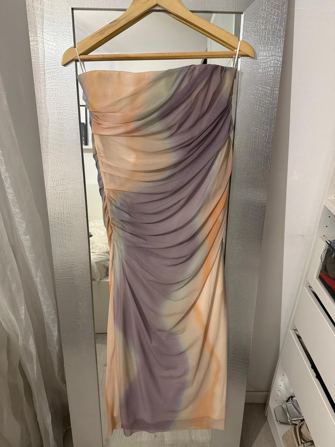 STRAPLESS TULLE TIE-DYE PRINT DRESS - Image 2