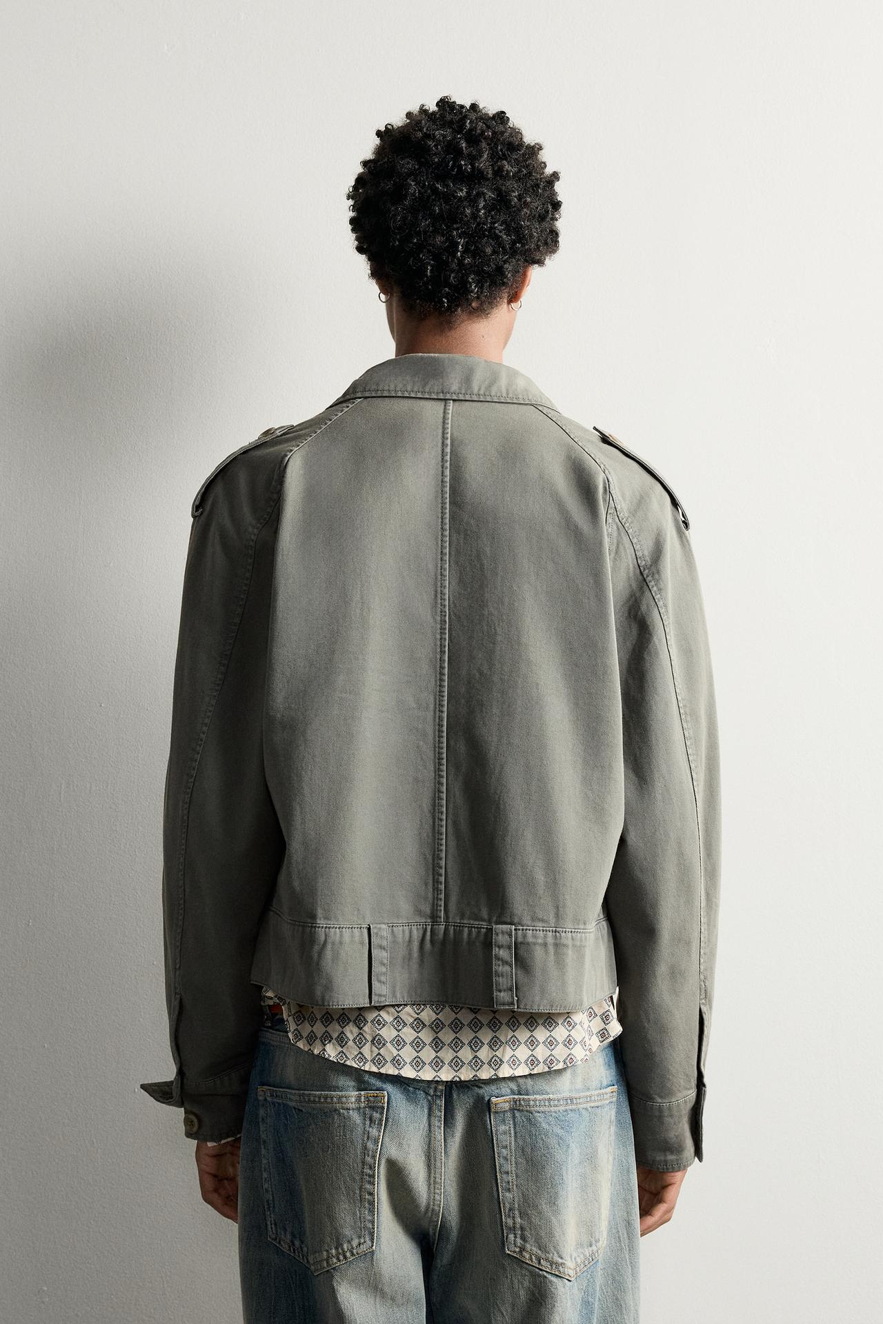 CROPPED EPAULET JACKET — Sea green