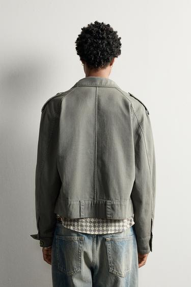 CROPPED EPAULET JACKET — Sea green 3