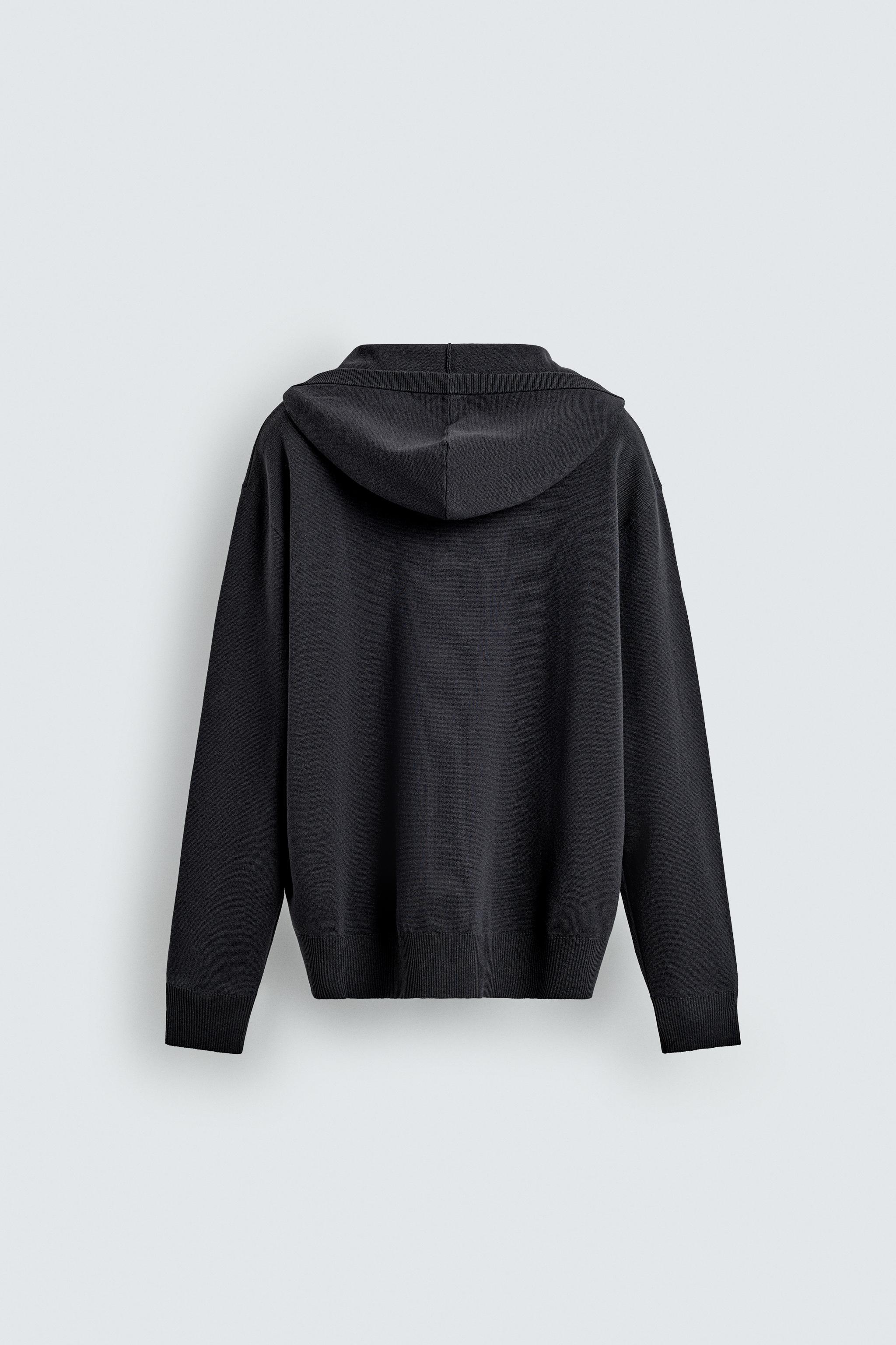 COTTON - WOOL HOODIE SWEATER - Anthracite grey | ZARA United