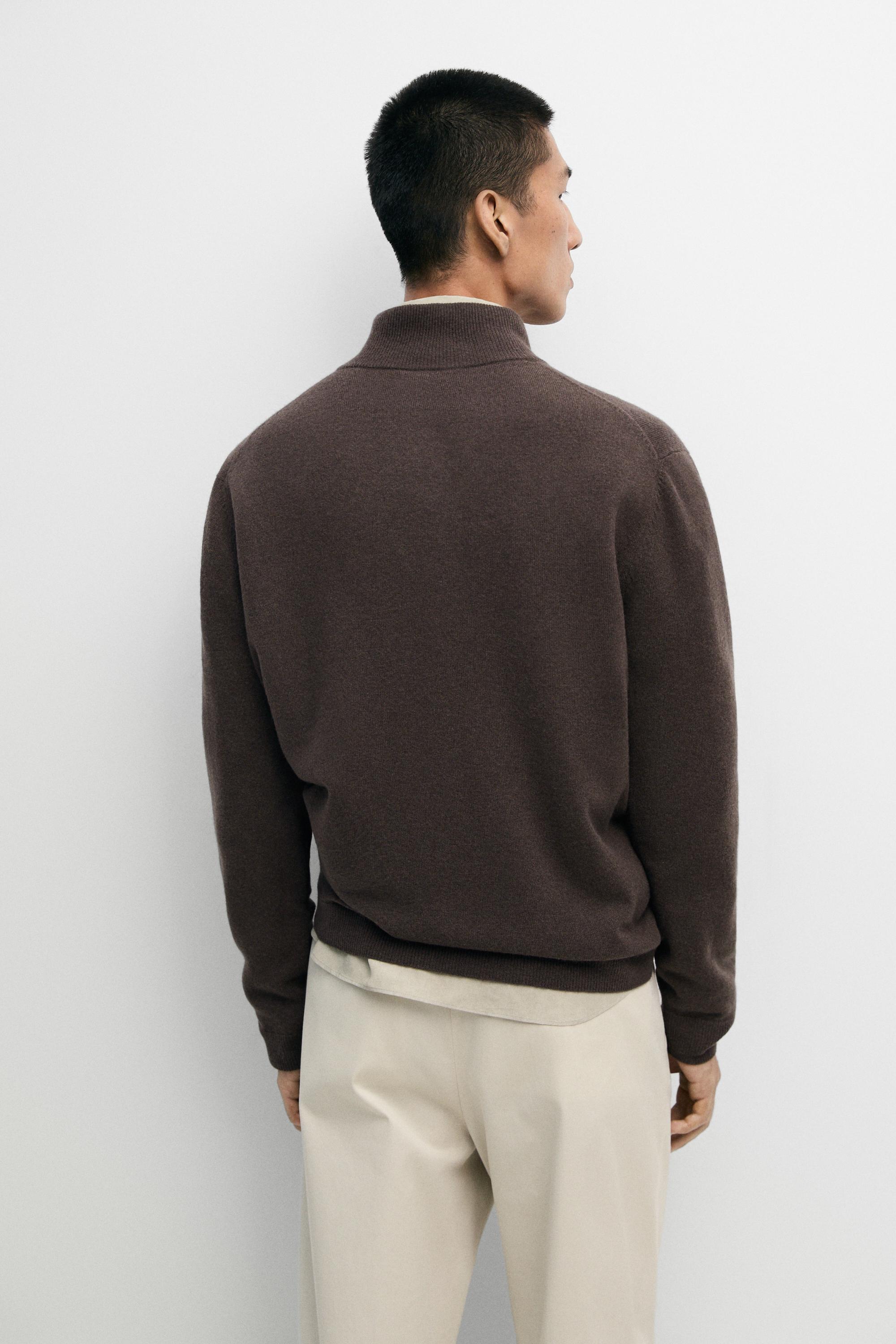 Wool blend zip-detail cardigan