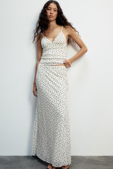 ANIMAL PRINT TULLE TOP - Black / White by Zara