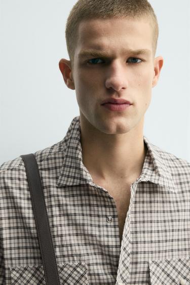 RELAXED FIT CHECK SHIRT - Ecru / Black by Zara - Image 5