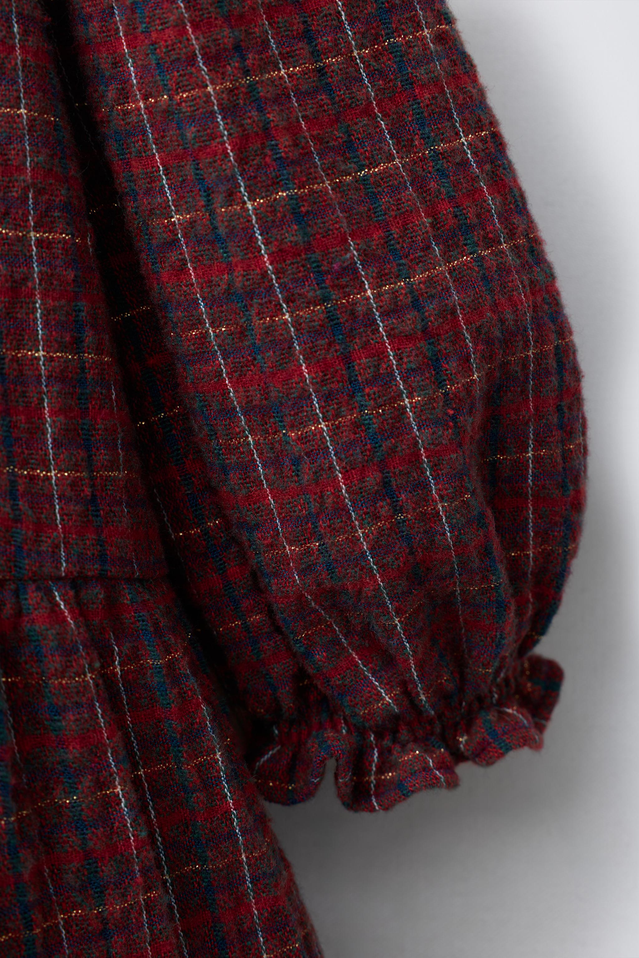 PLAID DRESS WITH HEART LACE TRIM