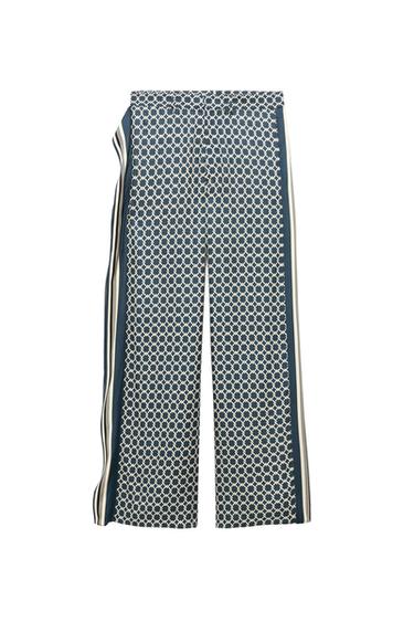 Zara LIMITED EDITION FLOWY PANTS WITH SIDE BANDS - Printed