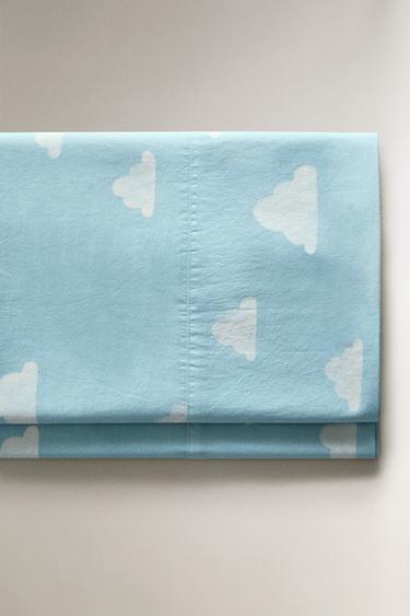 Zara CHILDREN'S CLOUD PRINT FLAT SHEET - Light blue - Image 0