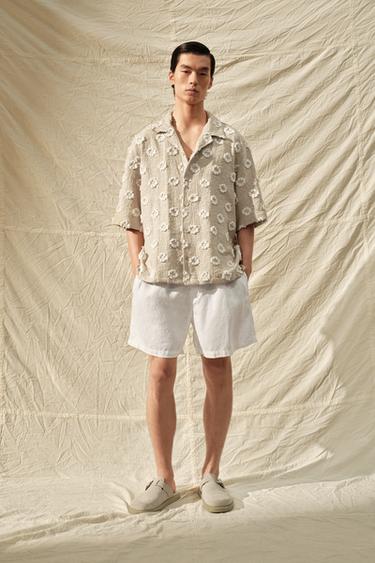100% LINEN BERMUDA SHORTS - White by Zara