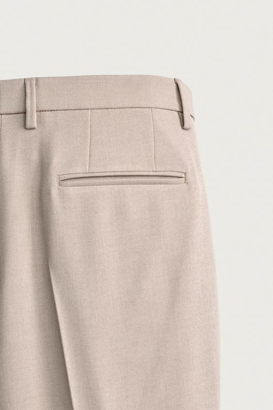 PANTALON DE COSTUME SLIM - Sable / Chiné de Zara - Image 9