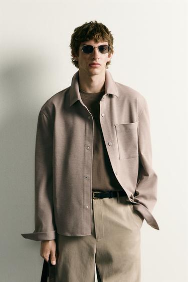 NON-IRON COMFORT OVERSHIRT - Tan marl by Zara