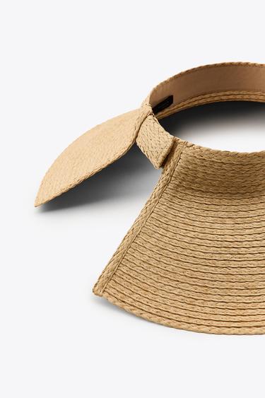 WIDE-BRIMMED WOVEN VISOR - Light beige by Zara - Image 2