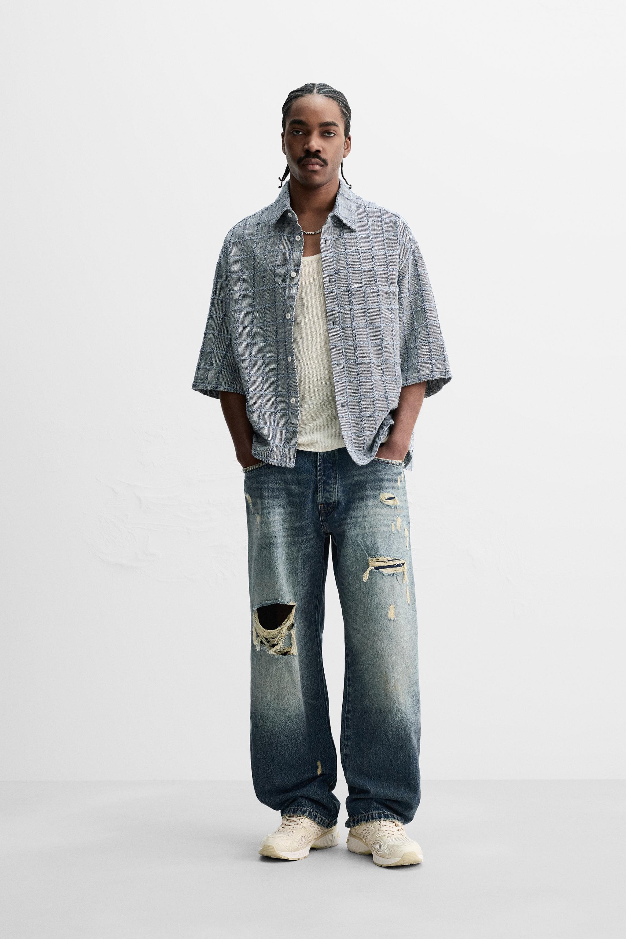 TEXTURED CHECK SHIRT - Light blue | ZARA Australia