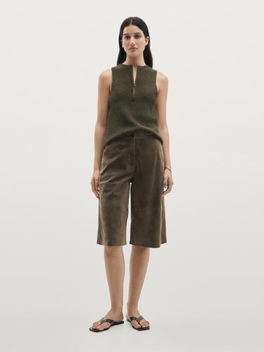 Zara Knit top with zip detail - Brown - Image 0