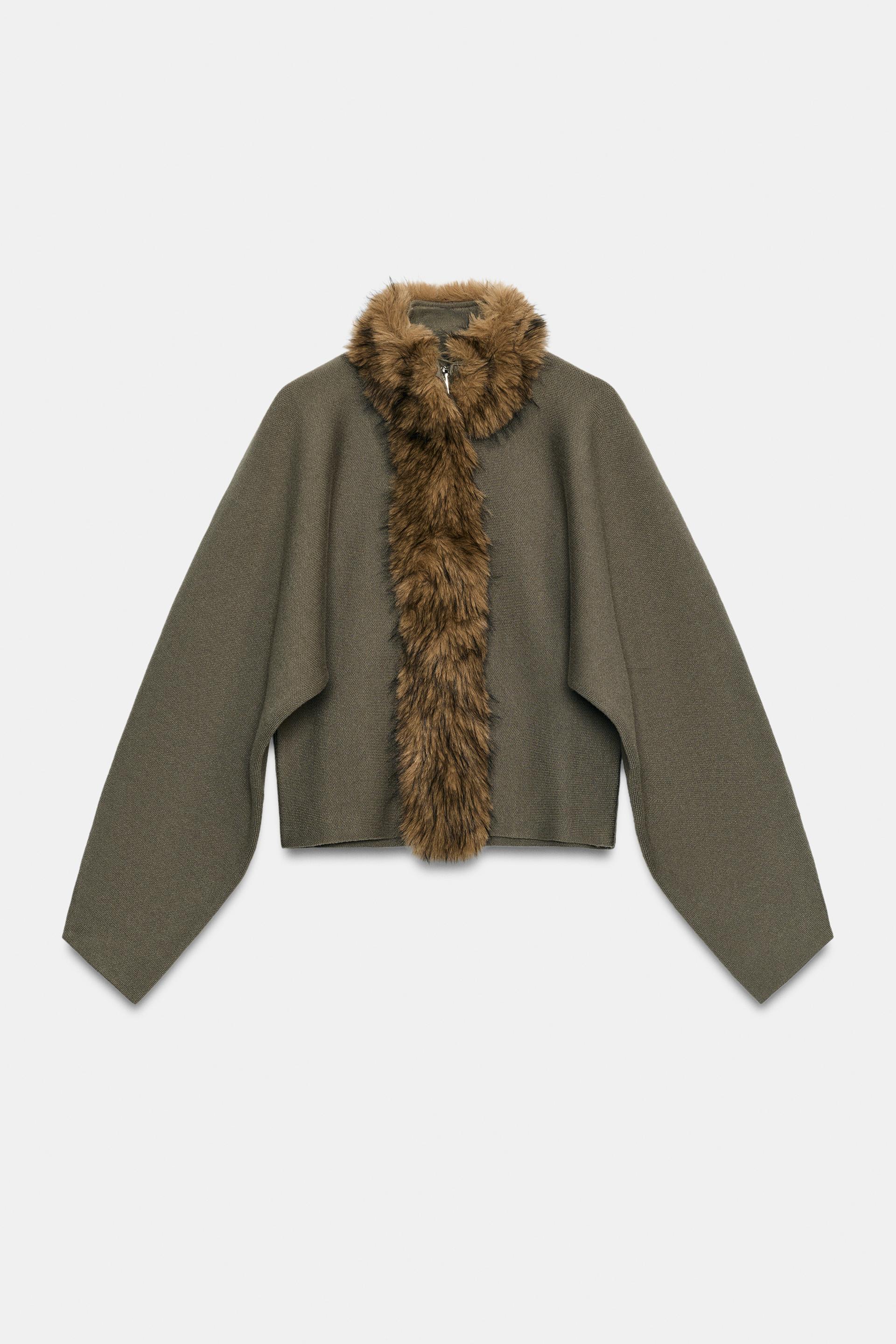 COMBINED FAUX FUR EFFECT CARDIGAN thumbnail 7