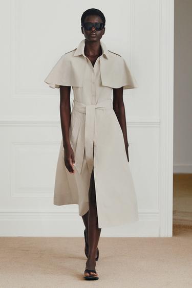 Zara ZW COLLECTION 披肩襯衫式洋裝 - 淺駝色