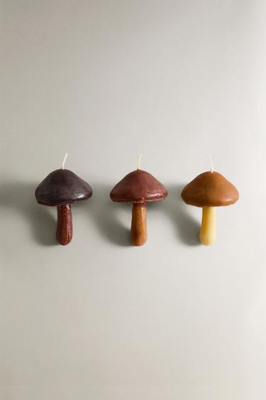 PACK OF PUMPKIN SPICE SCENTED MUSHROOM CANDLES (PACK OF 3) - يقطيني الخاص بـ Zara