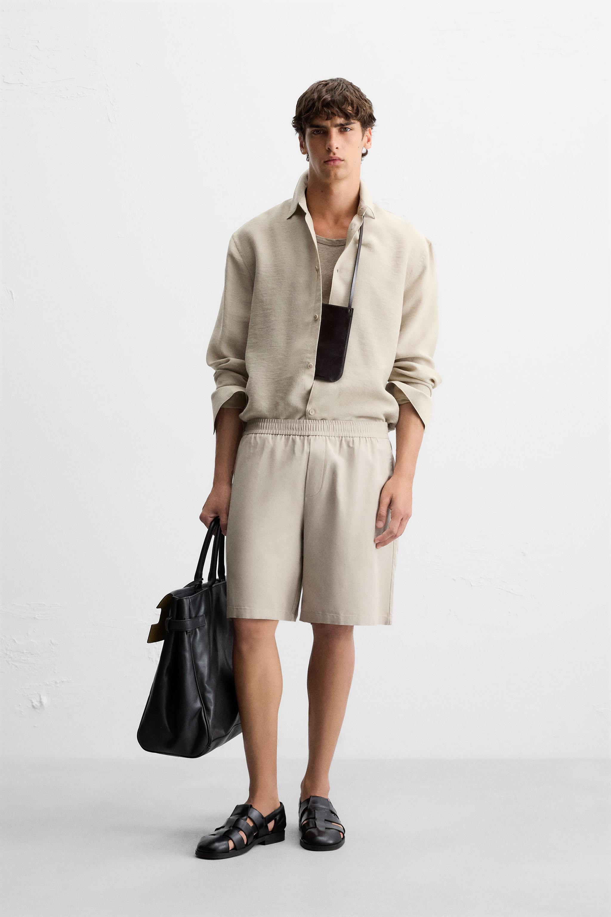 TEXTURED REGULAR FIT SHORTS - Sand | ZARA United States