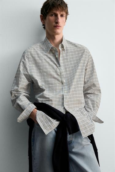 RELAXED FIT CHECK SHIRT - Sky blue by Zara - Image 5