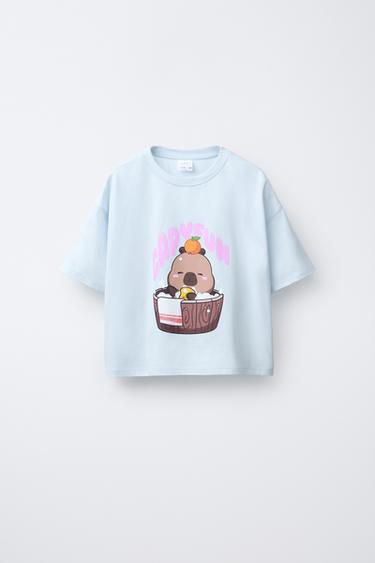 CAMISETA ESTAMPADO CAPIBARA CAPYFUN © - Celeste de Zara - Imagen 0