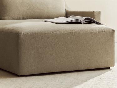 WASHED LINEN POUF — Light beige 1