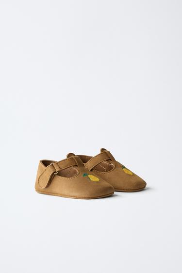 LEATHER T-BAR SHOES - Brown de Zara - Image 1