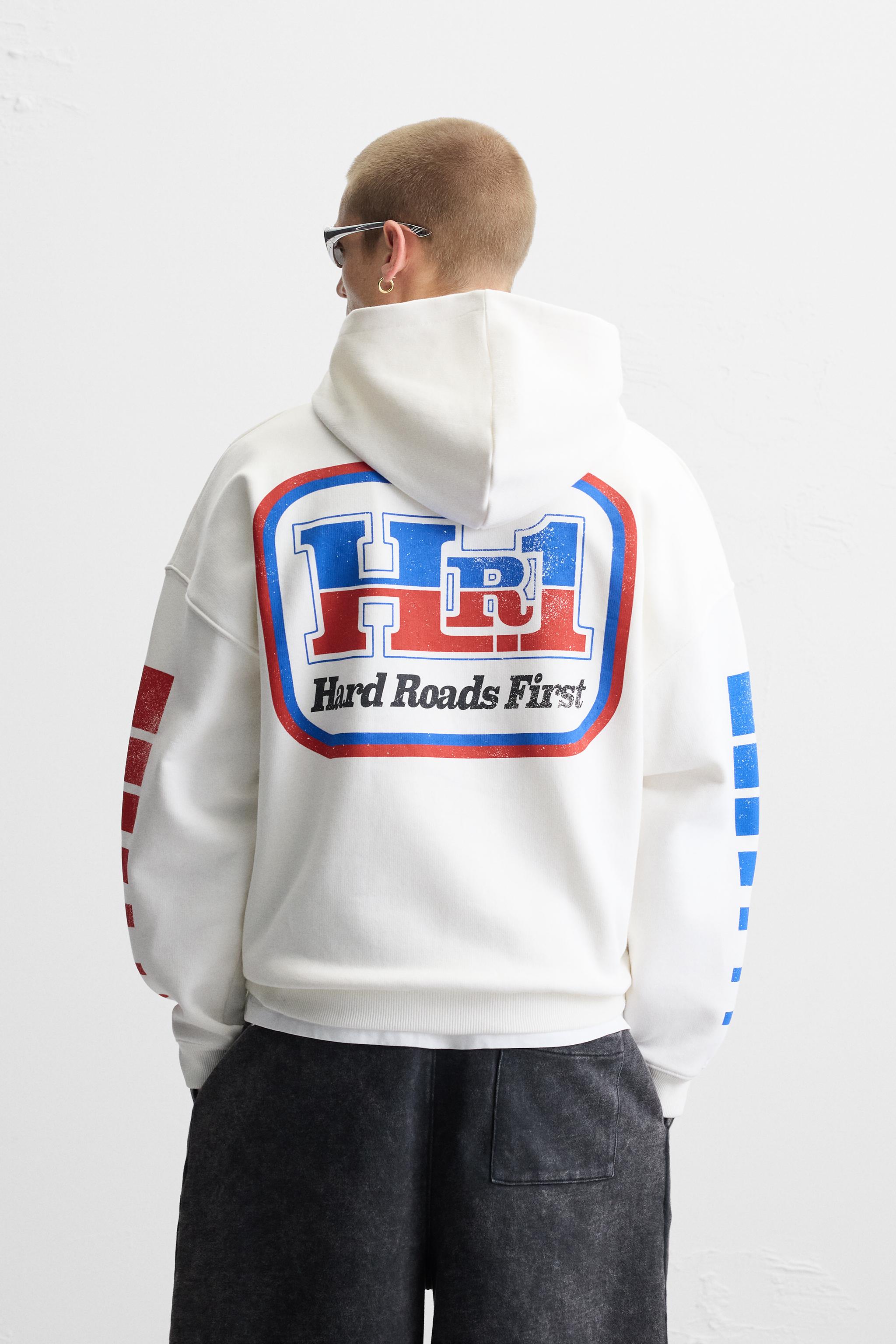 安心★関税込み★ZARA★RACING PRINT HOODIE RACING PRINT HOODIE - Oyster-white | ZARA United States