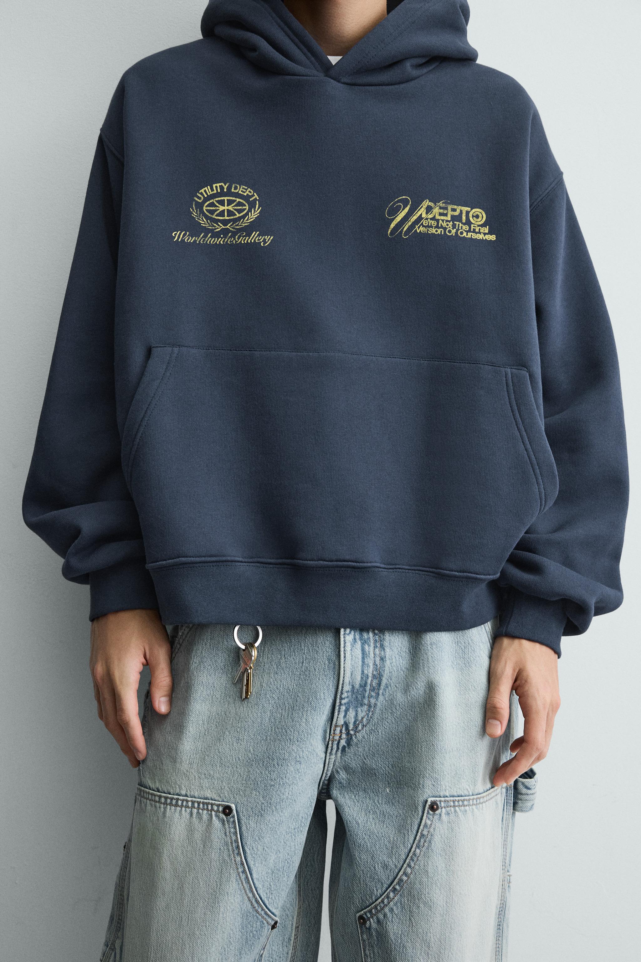 WASHED PRINTED TEXT SWEATSHIRT