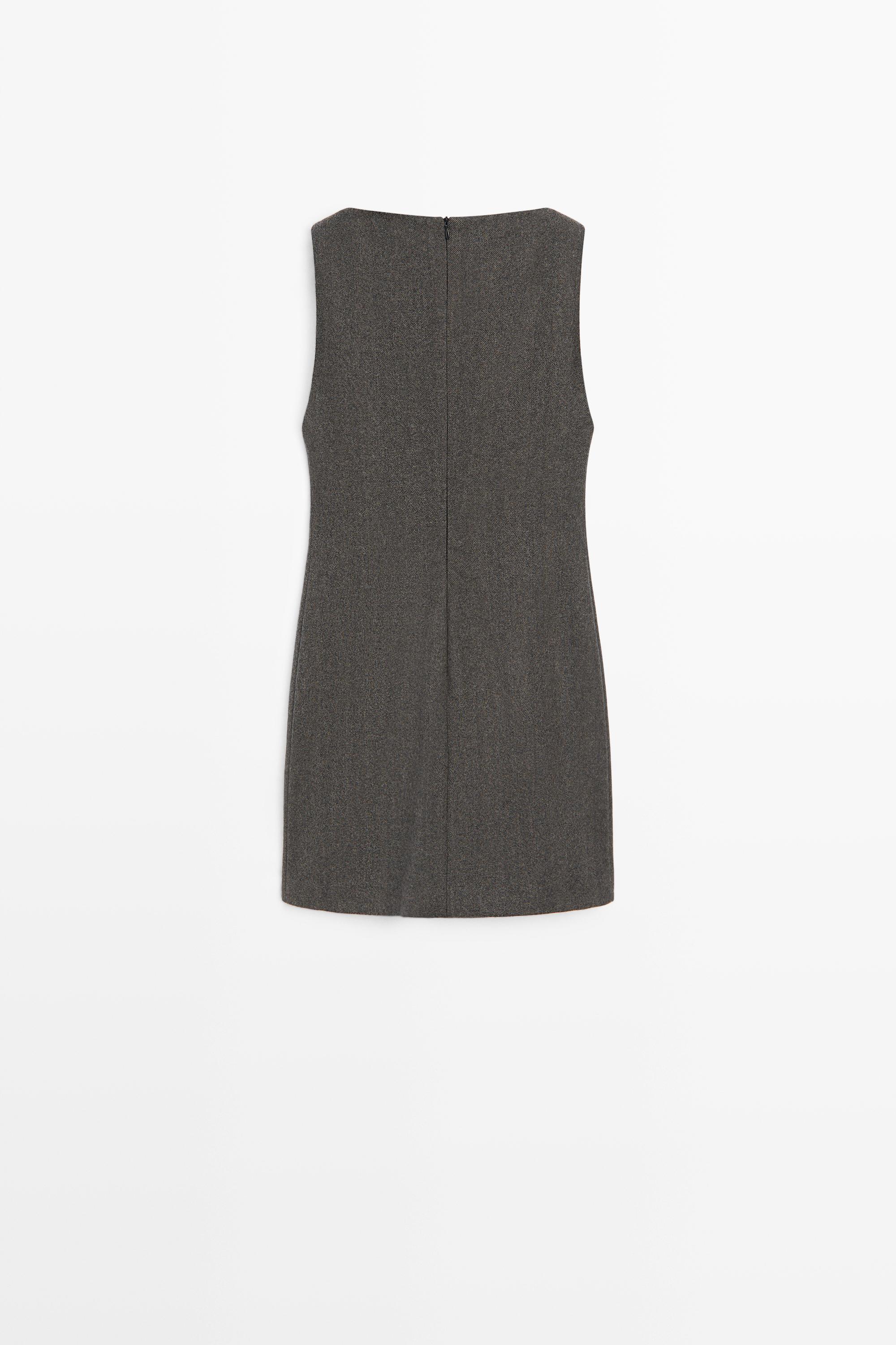 Robe courte col bateau mélange laine