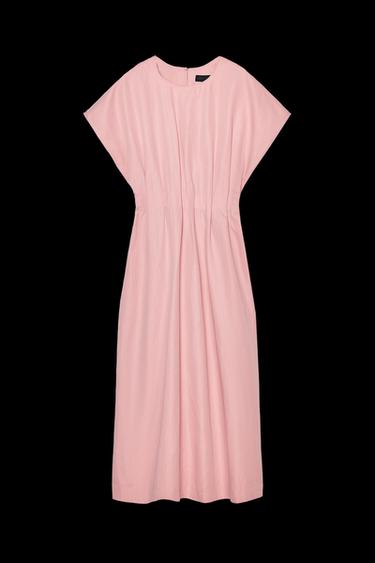 Zara ZW COLLECTION PLEATED MIDI DRESS - Pink - Image 0