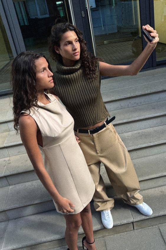 SHORT DRAPED NECK DRESS