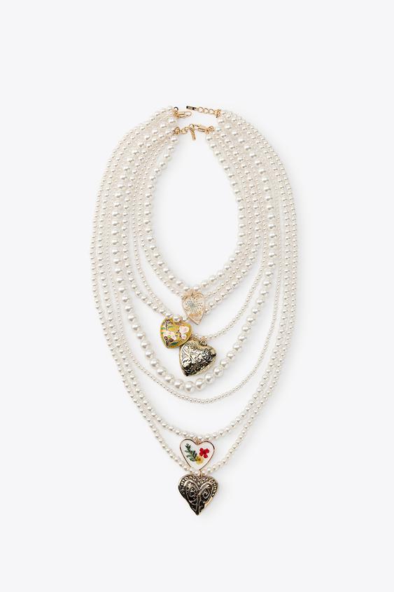 SADA 2 NÁHRDELNĺKŮ S PERLAMI A SRDĺČKY - od Zara - Obrázek 1